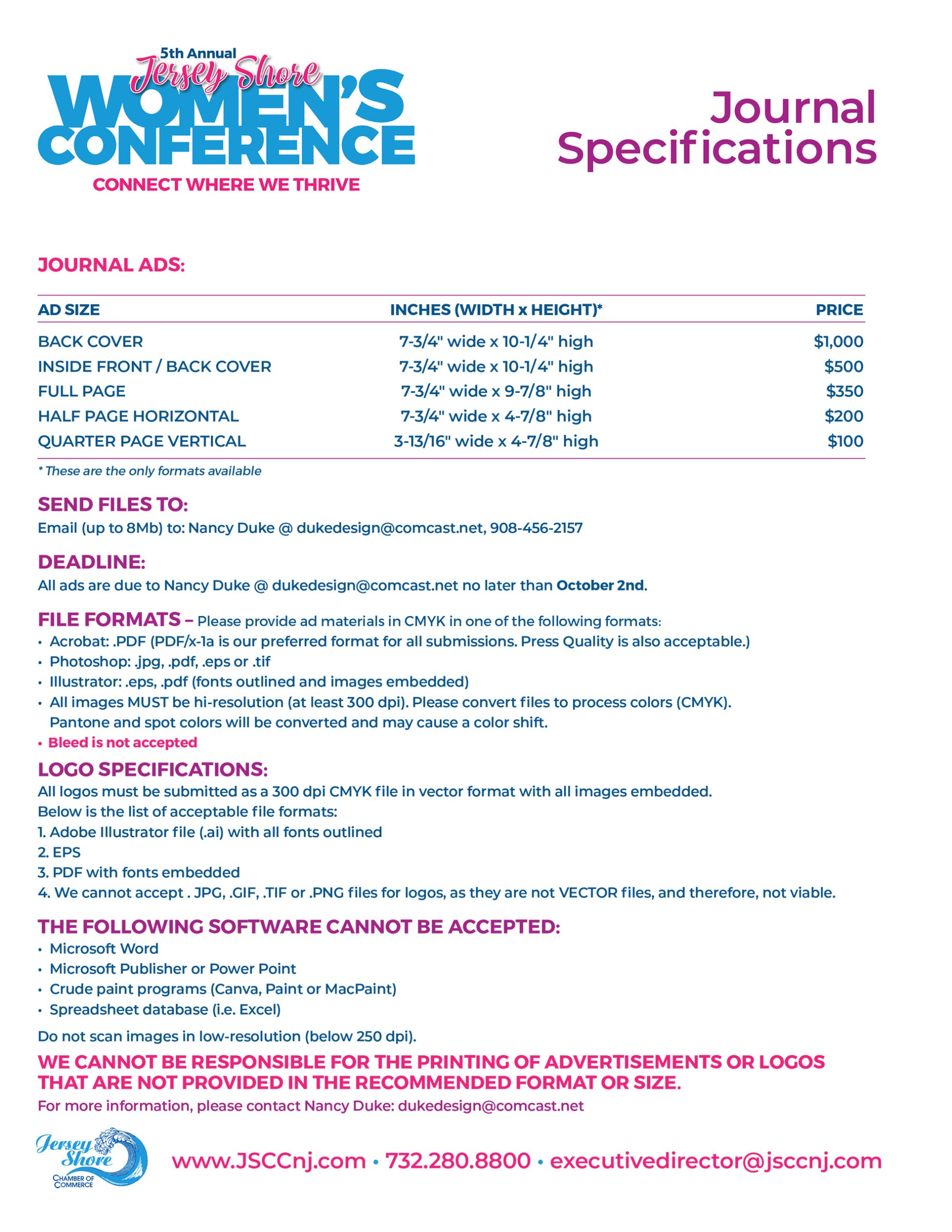 JSCC Women's Conference Ad Journal