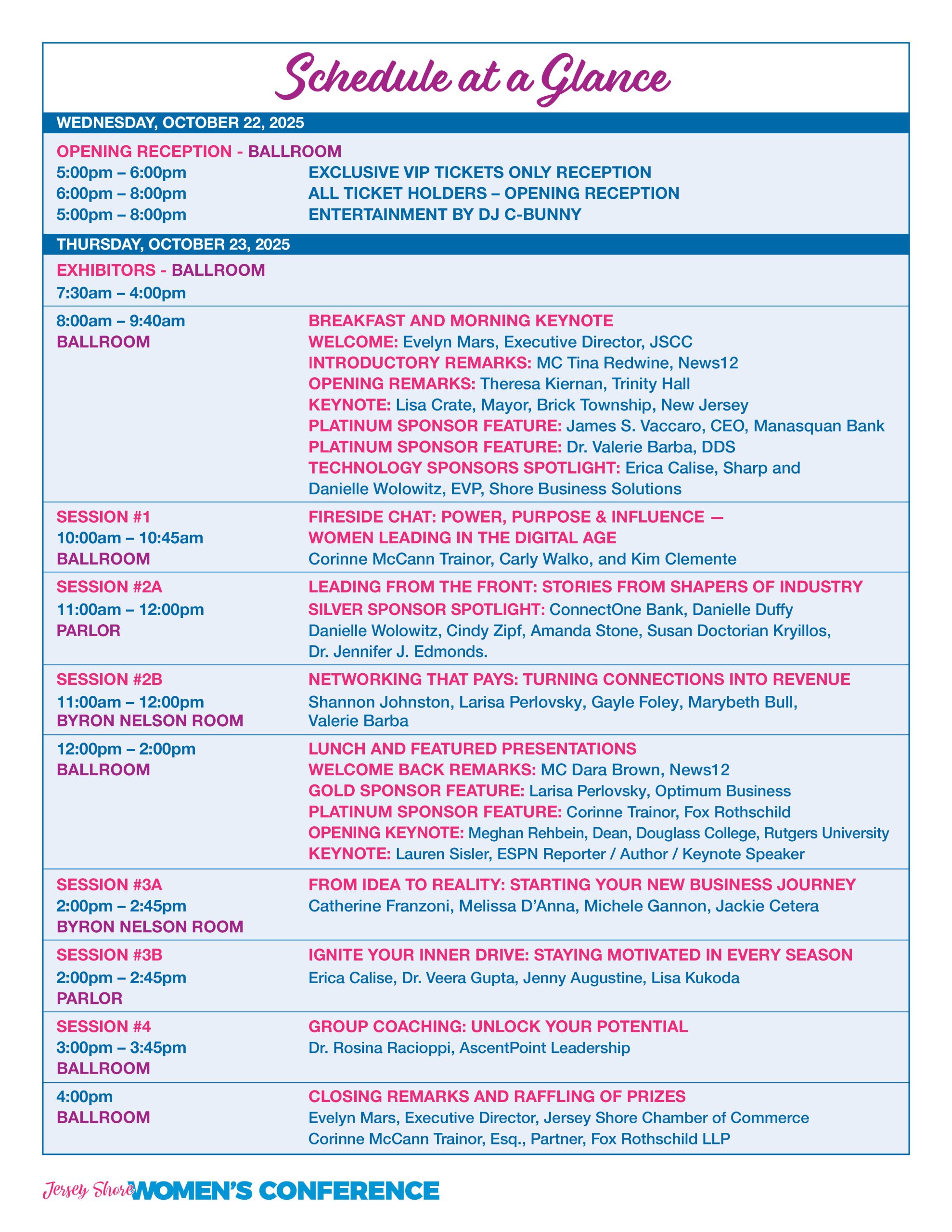 JSCC Women's Conference Schedule